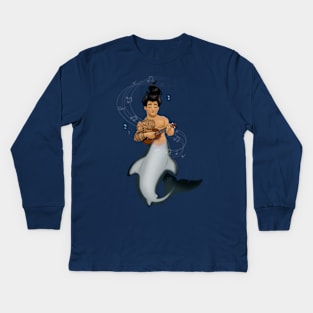 Musical Polynesian Merman Kids Long Sleeve T-Shirt